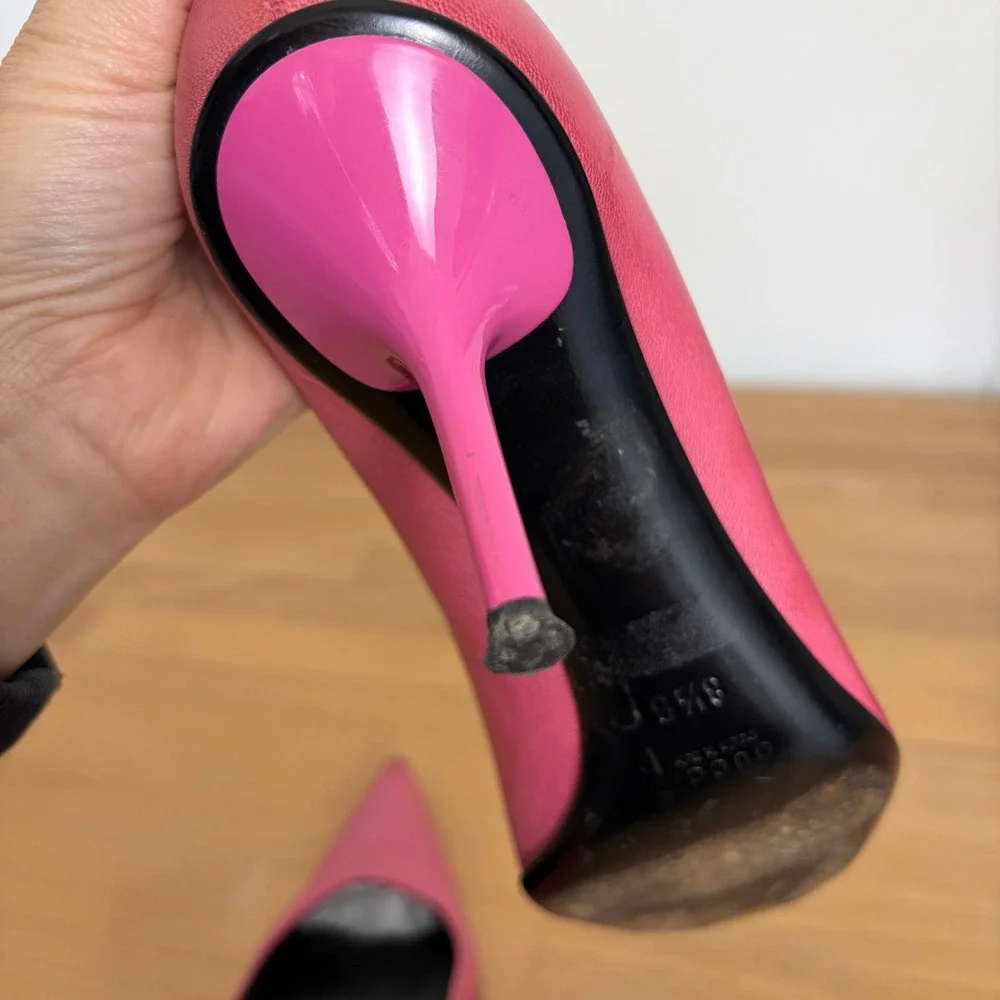 Gucci Womens Hot Pink Leather Pointed Toe Stiletto Pumps Heels Size 8.5B Italy